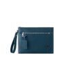 Louis Vuitton Clutch Bag Aerogram Black Leather Blue