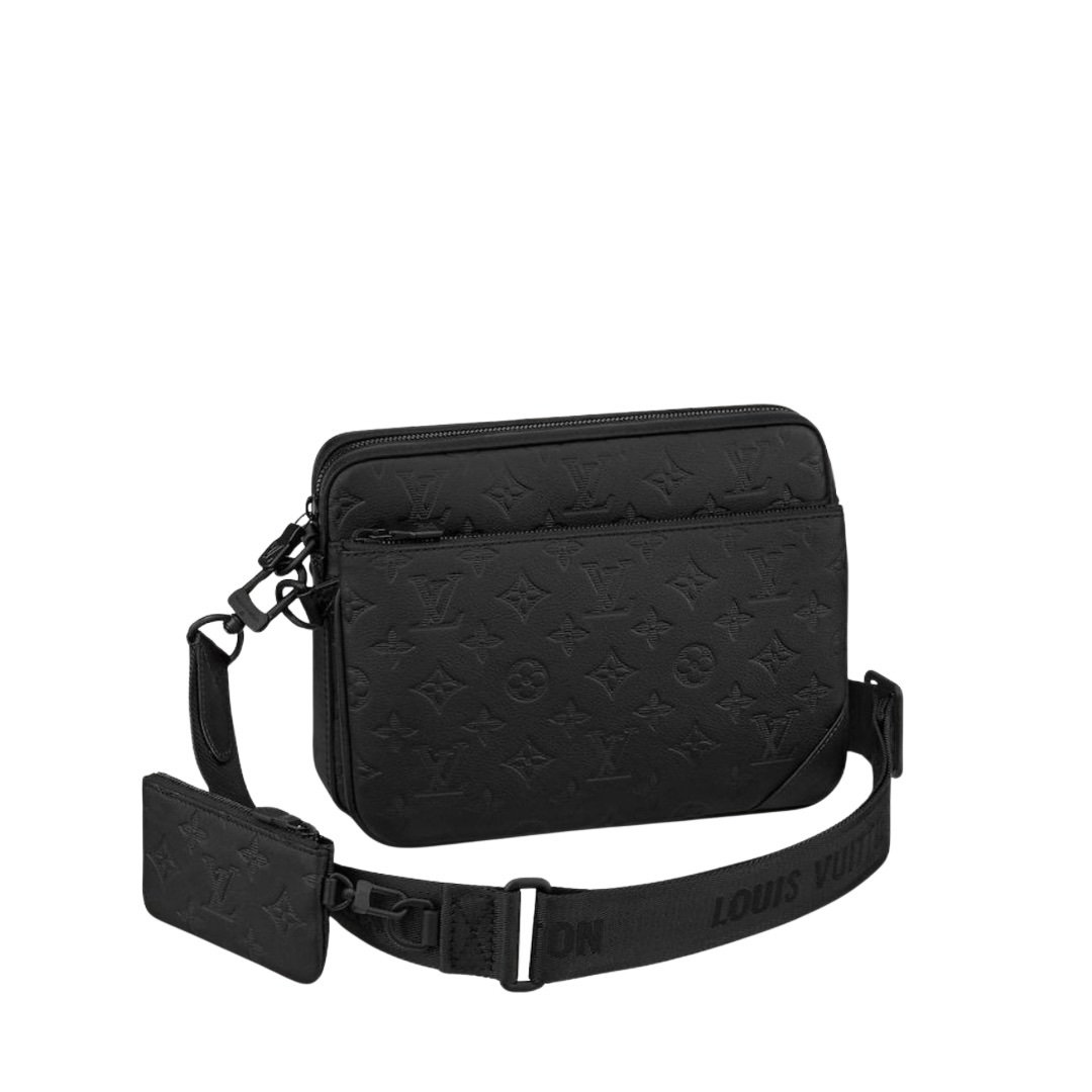 Louis Vuitton Trio Messenger Bag Shadow Leather Black