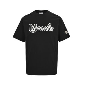Moncler Logo Cotton Jersey T-Shirt in Black