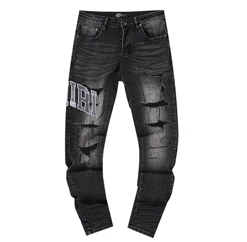 Amiri Grey Logo Jeans Black Slim Fit