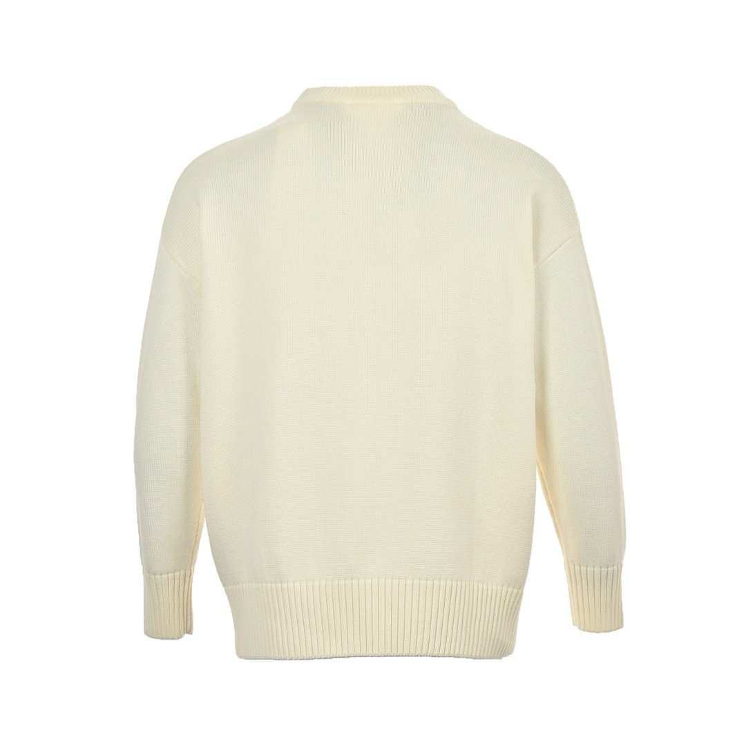 Ami Paris Virgin Wool Ami De Coeur Sweater White - Afbeelding 2