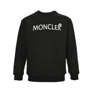 Moncler Logo Print Cotton Sweater Black