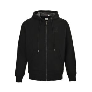 Burberry Letter Graphic Cotton Blend Zip Hoodie Black
