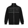 Prada Re-Nylon Logo Plaque Zip Up Jacket Black
