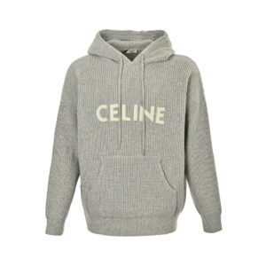 Celine Hooded Wool Hooded Sweater Grey Oversized