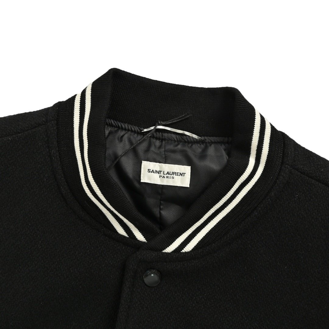 Saint Laurent Wolblend Bomber Jack Black/White - Afbeelding 4