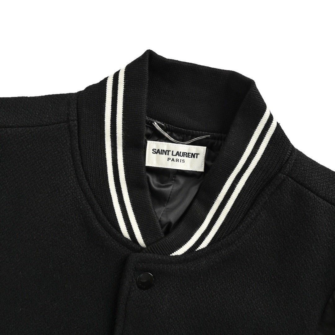 Saint Laurent Wolblend Bomber Jack Black - Afbeelding 4