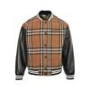 Burberry Checked Leather Sleeve Bomber Jacket