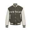 Givenchy Logo Jacket Varsity Jack In White Green Leather