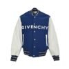 Givenchy Logo Jacket Varsity Jack In White Blue Leather