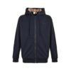 Burberry Hove Check Hood Embroidery Logo Zip Hoodie Navy