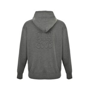 Loewe Logo-Embossed Wool Blend Zip Up Grey