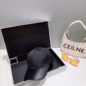 Alternative view of Fendi Monogram Leather Baseball Cap Black