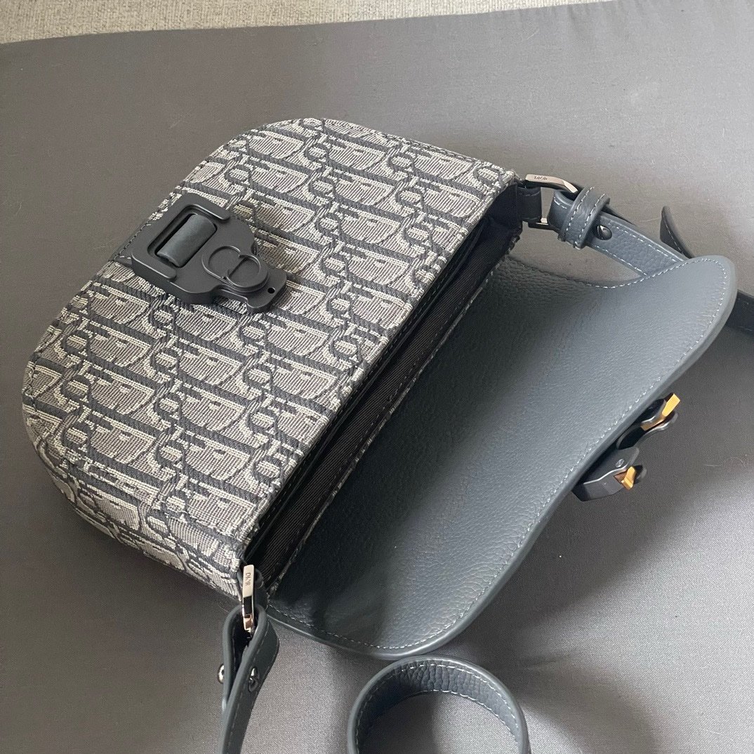 Dior Oblique Mini Saddle Messenger Bag Grey - Afbeelding 10