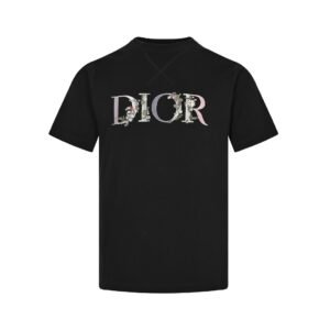 Dior Embroidered Flower T-Shirt Black