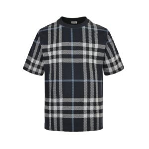 Burberry Check Cotton T-Shirt White/Dark Blue