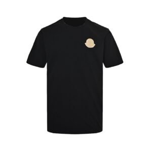 Moncler White Logo Cotton Jersey T-Shirt Black