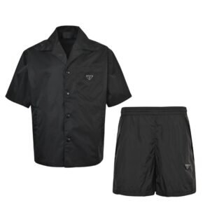 Prada Re-Nylon Short Sleeved 2-Piece Set In Black