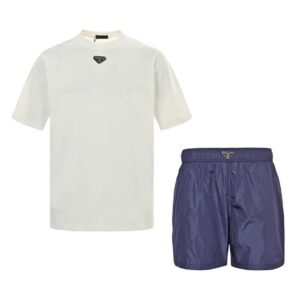 Prada Middle Logo 2-Piece Set In White/Blue