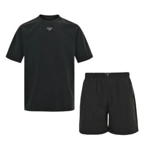 Prada Middle Logo 2-Piece Set In Black