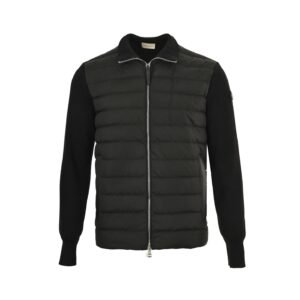 Moncler Padded Wool Cardigan Black Logo
