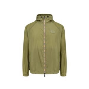 Burberry Olive Green Nylon Jacket Check-strip