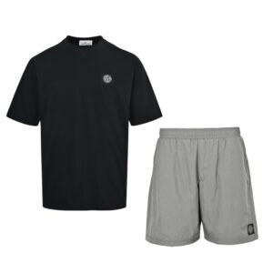 Stone Island Logo 2-Piece Set in Black/Grey