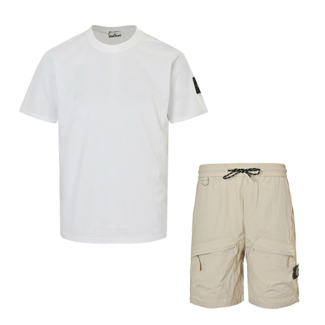 Stone Island 2-Piece Summer Set White Beige