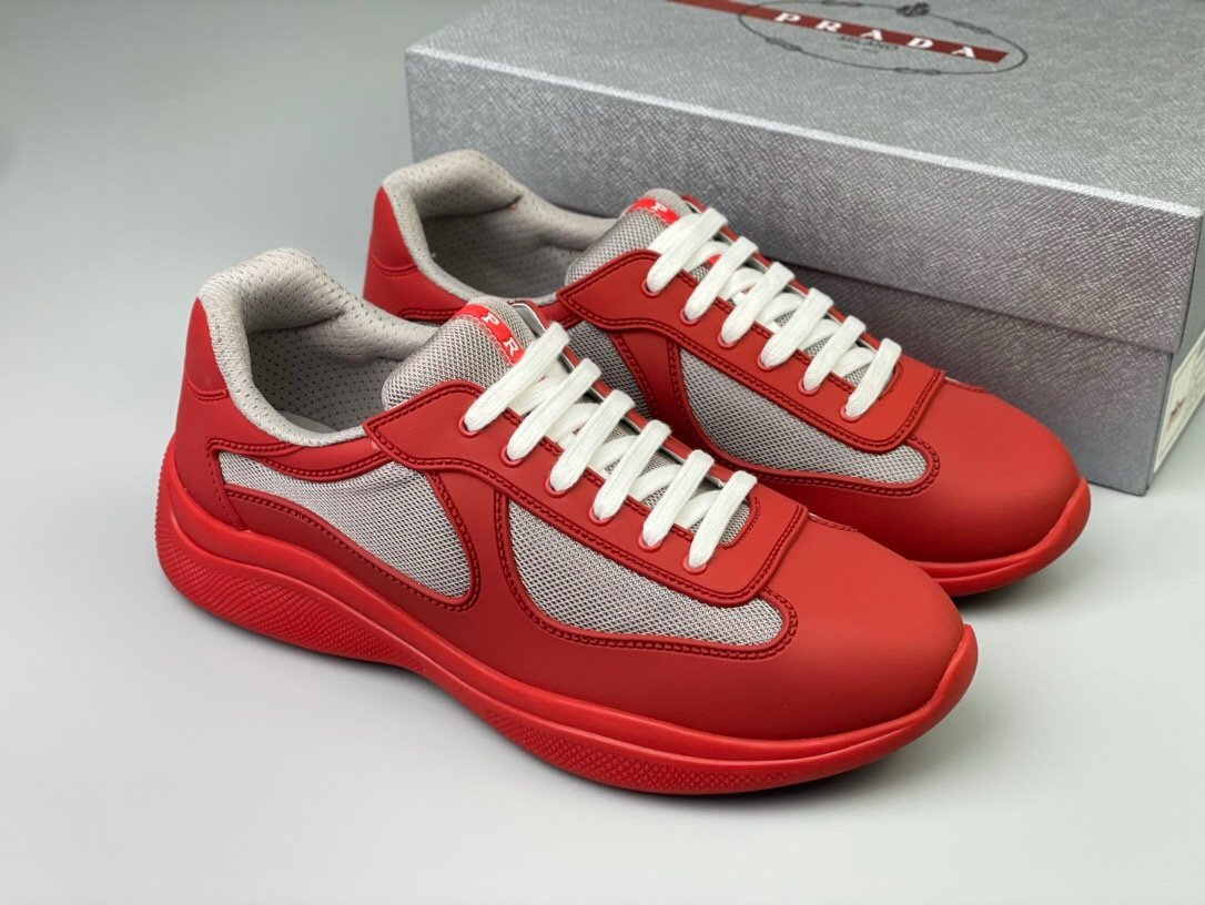 Prada Americas Cup Soft Icon Red Trainers - Afbeelding 2