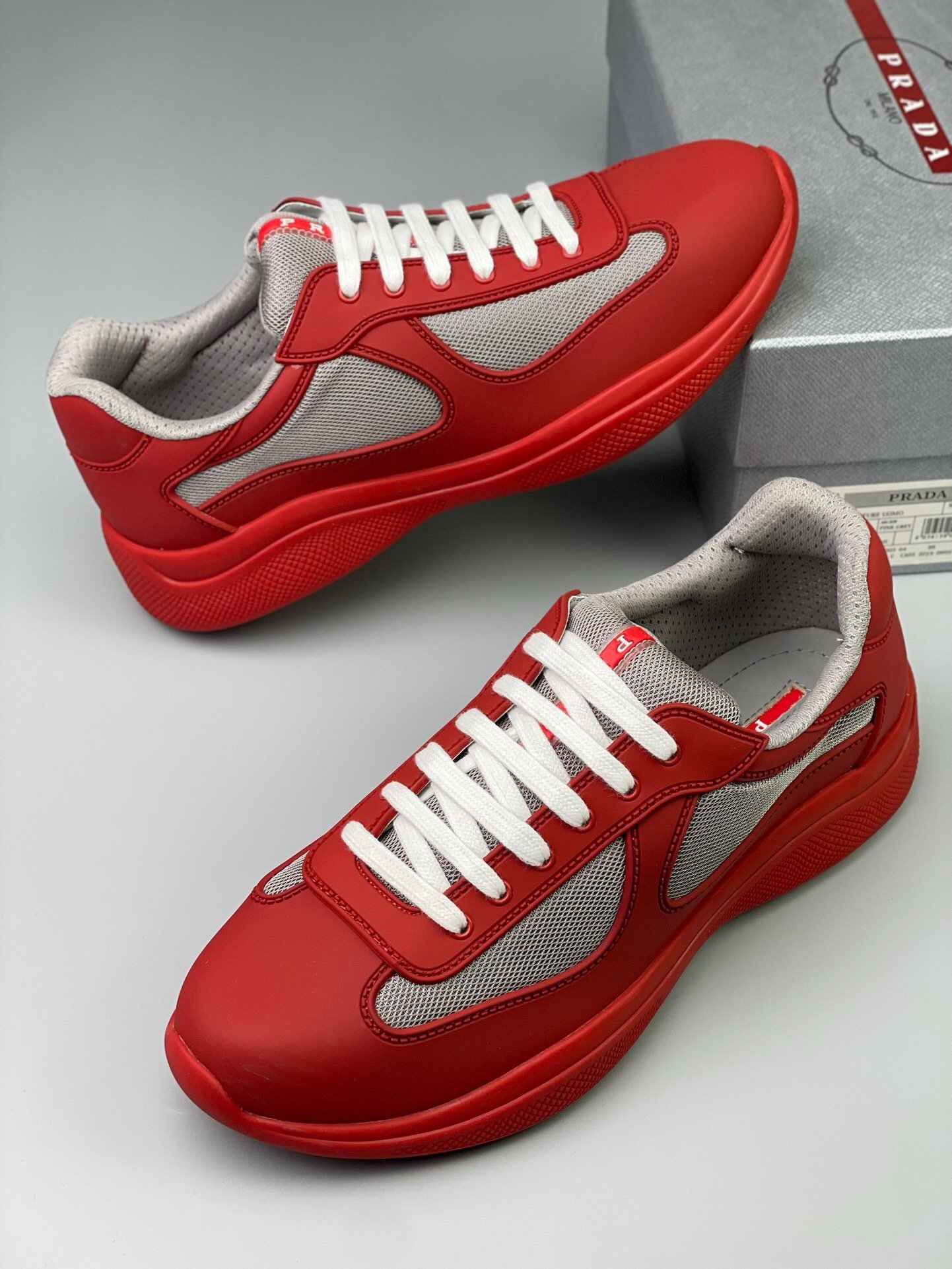 Prada Americas Cup Soft Icon Red Trainers - Afbeelding 3