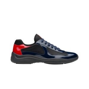 Prada Americas Cup Navy Black Red Patent Trainers