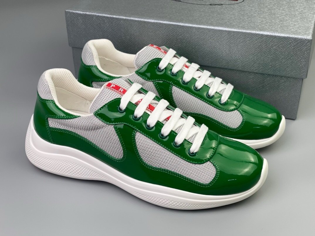 Prada Americas Cup Green Grey Trainers - Afbeelding 2