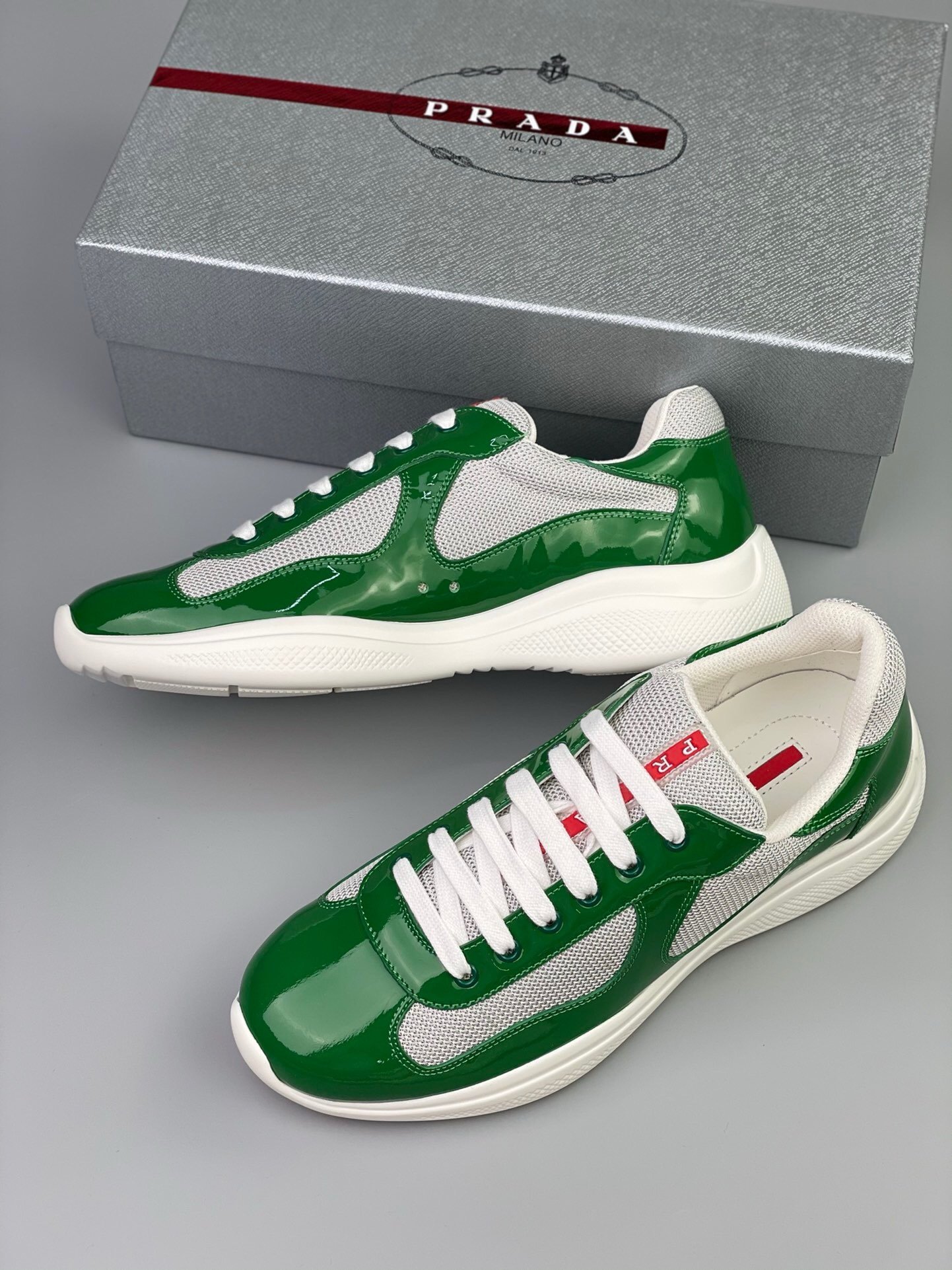 Prada Americas Cup Green Grey Trainers - Afbeelding 3