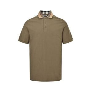Burberry Check Polo Shirt In Olive Green