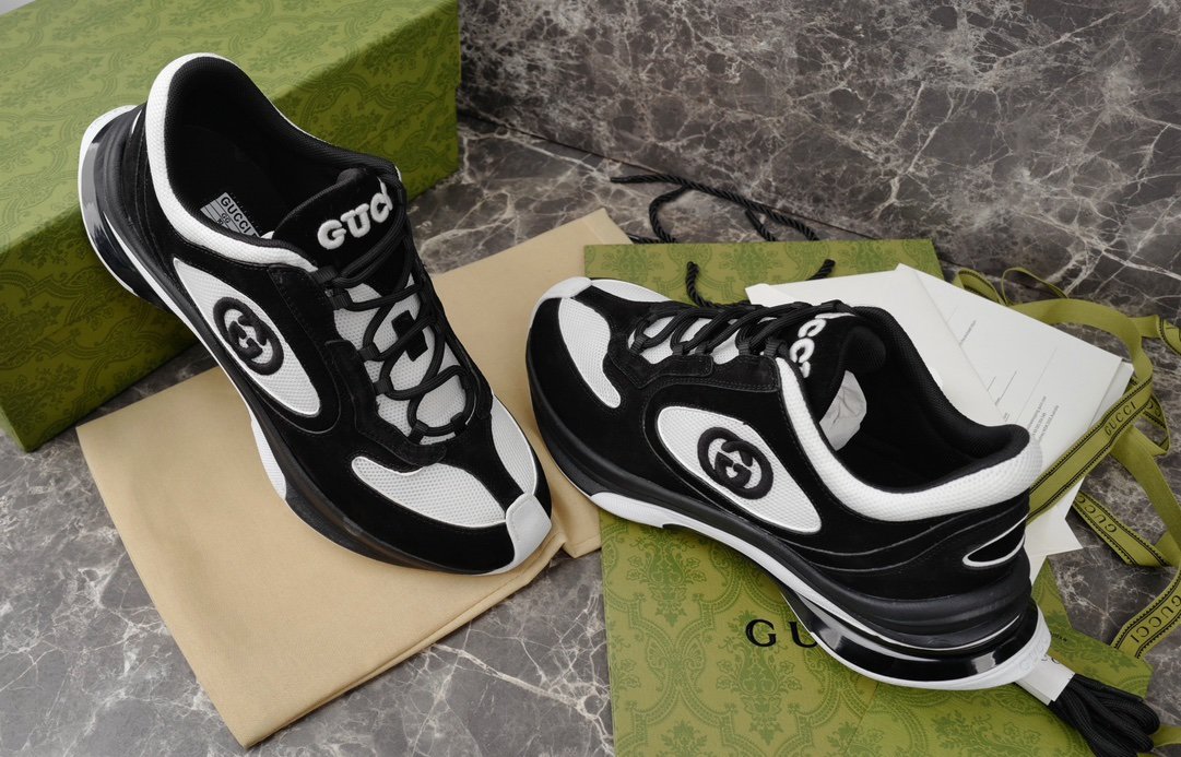 Gucci Run Sneaker Black Suede White - Afbeelding 3