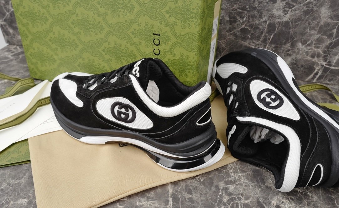 Gucci Run Sneaker Black Suede White - Afbeelding 4