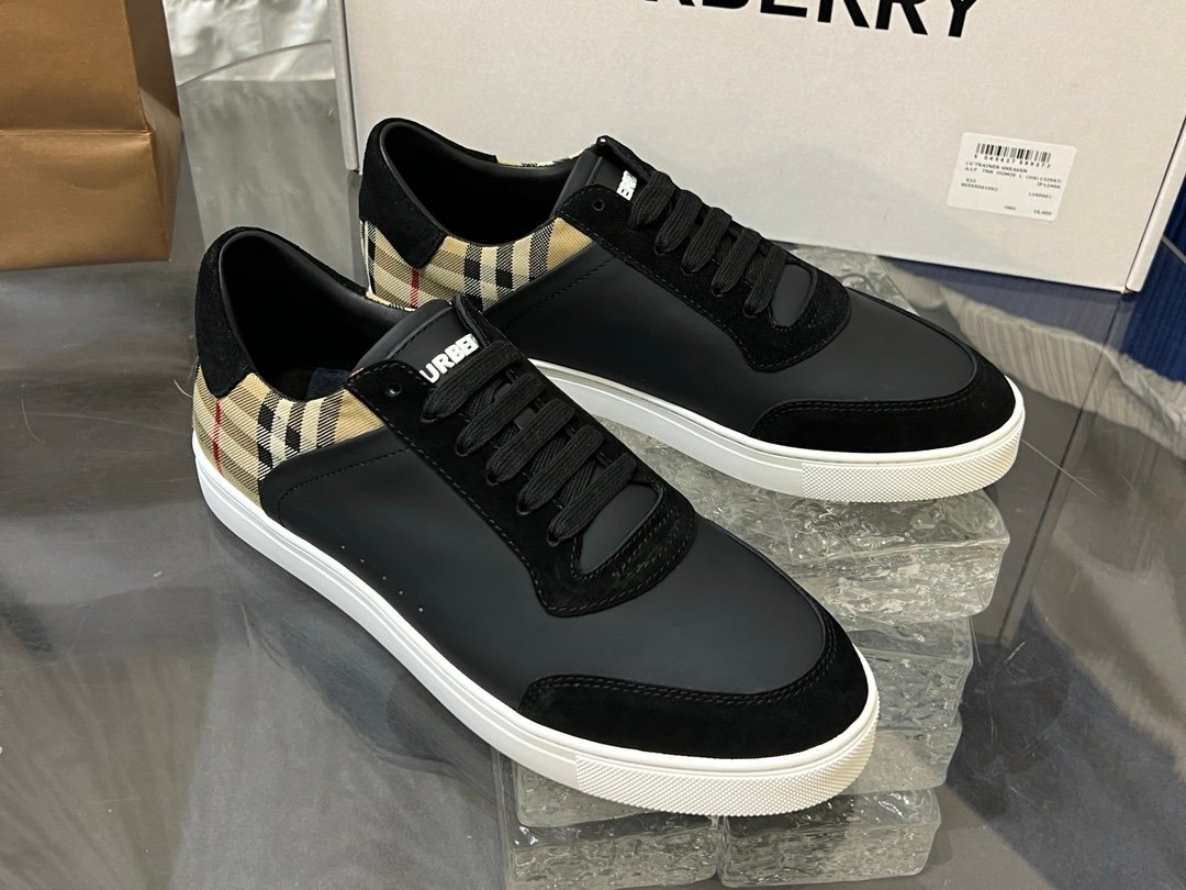 Burberry Check Sneakers Suede Leather Black - Afbeelding 2