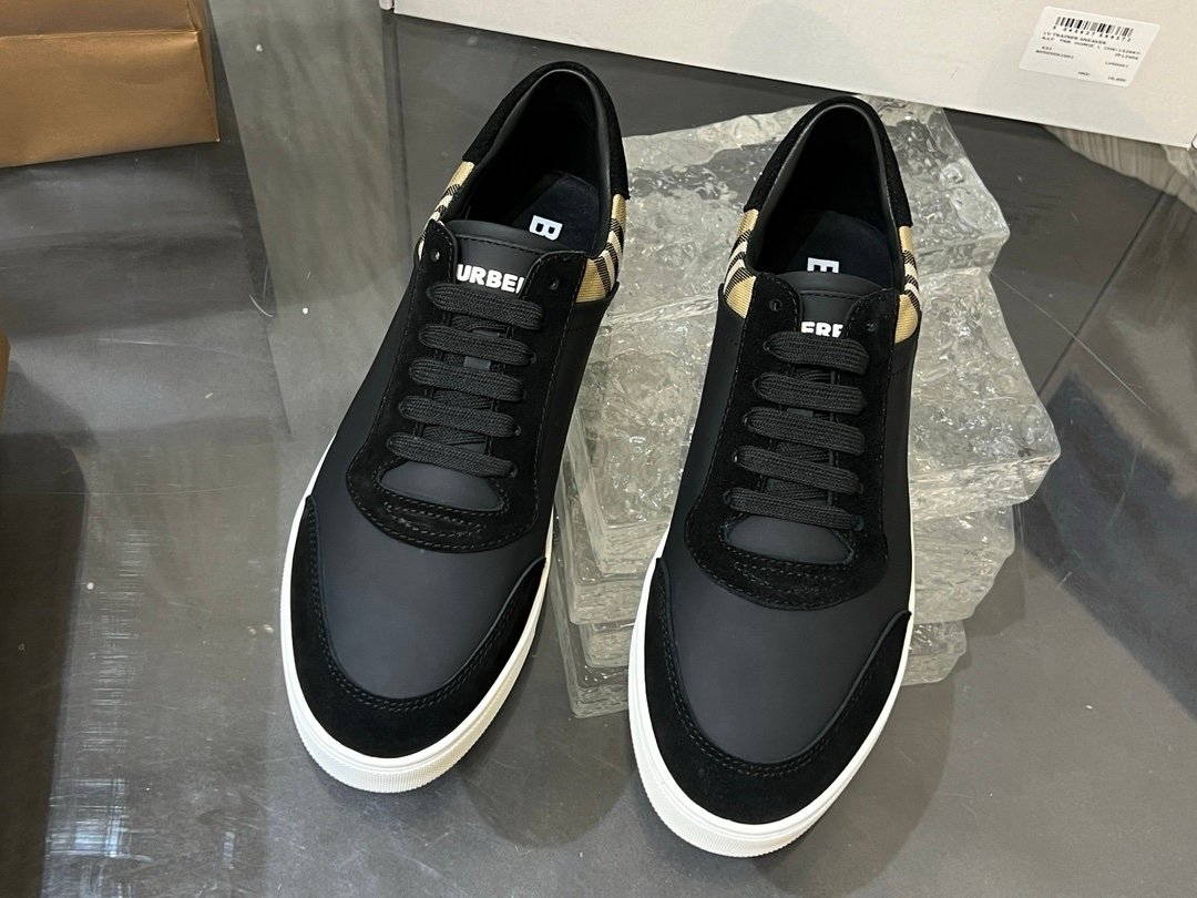 Burberry Check Sneakers Suede Leather Black - Afbeelding 3