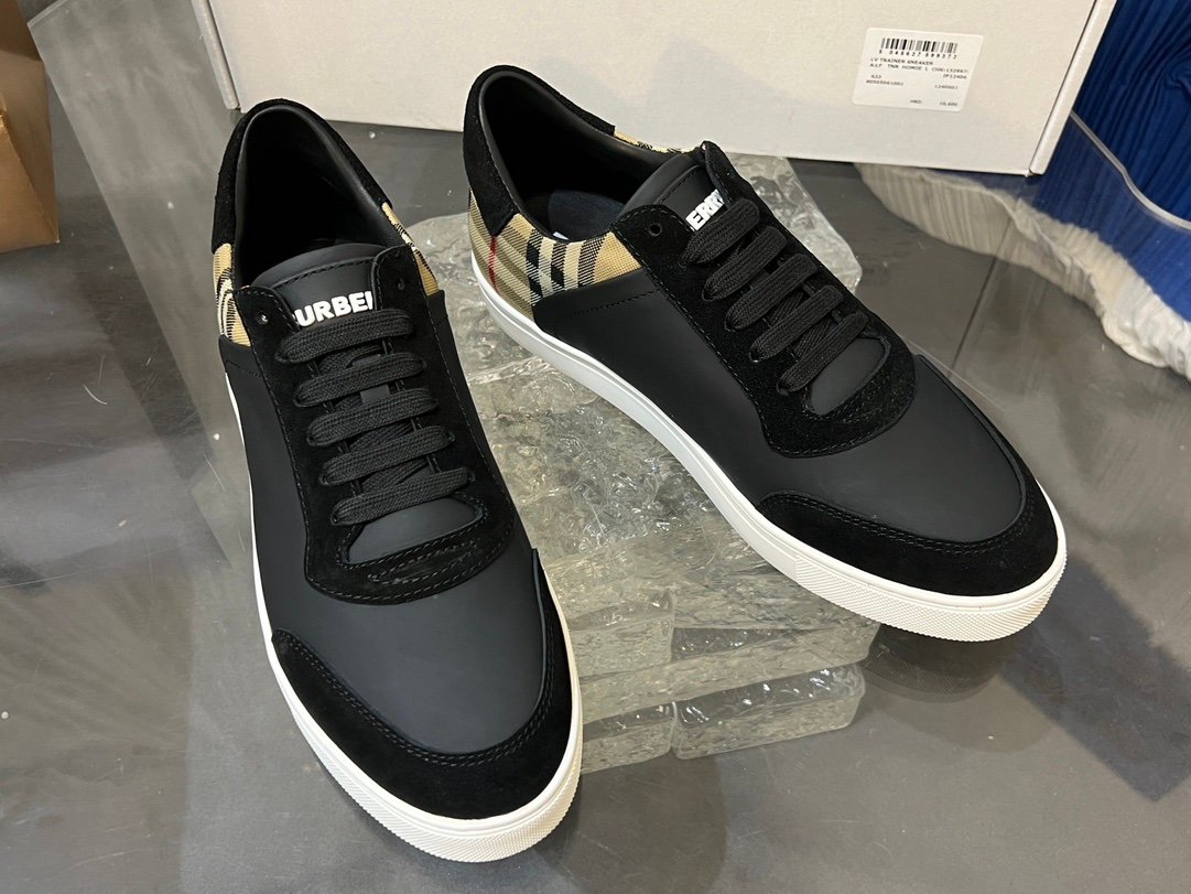 Burberry Check Sneakers Suede Leather Black - Afbeelding 4