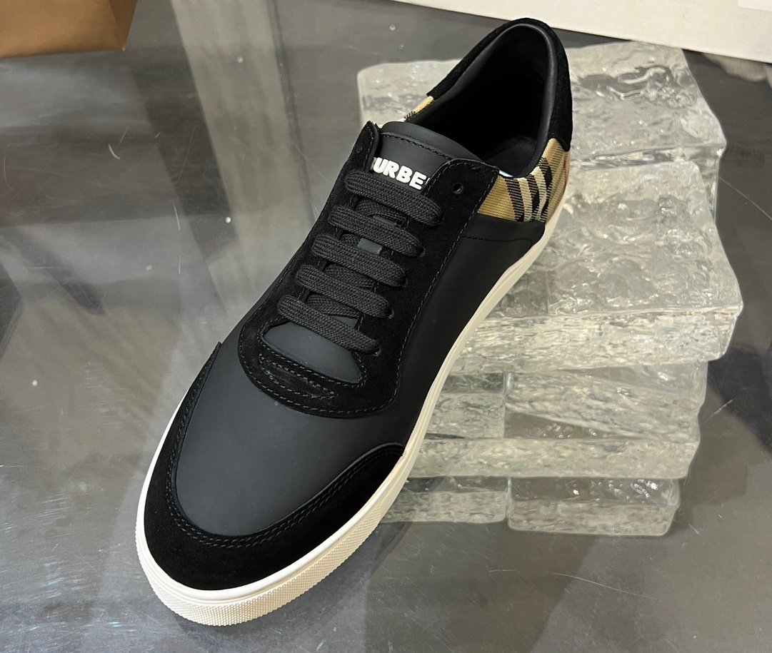 Burberry Check Sneakers Suede Leather Black - Afbeelding 5