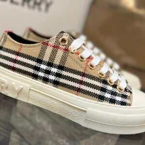 Alternative view of Burberry Check Cotton Sneakers Beige White