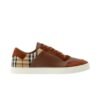 Burberry Check Sneakers Suede Leather Brown