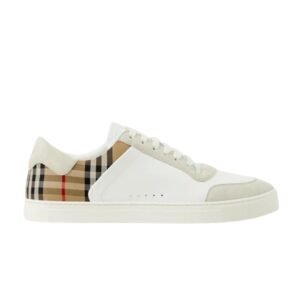 Burberry Check Sneakers Suede Leather White
