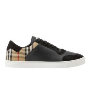Burberry Check Sneakers Suede Leather Black