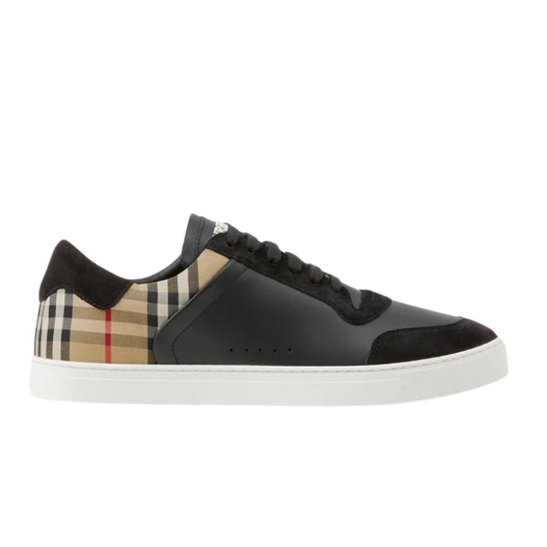 Burberry Check Sneakers Suede Leather Black