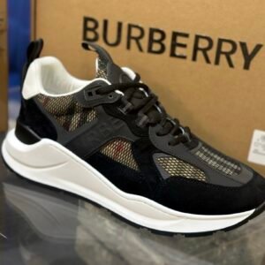 Alternative view of Burberry Check Run Sneakers Black White