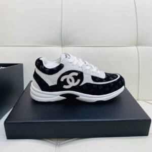 Alternative view of Chanel Low Top CC Trainer Black White Suede