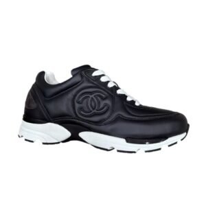 Chanel Low Top CC Trainer Black Leather