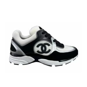 Chanel Low Top CC Trainer Black White Silver