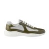 Prada Americas Cup Olive Green Grey Patent Trainers